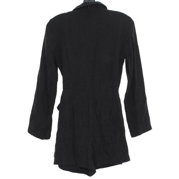 Zara Romper Dark Academia Minimalist Business Casual Comfort Tie Waist Black XS - Picture 2 of 5